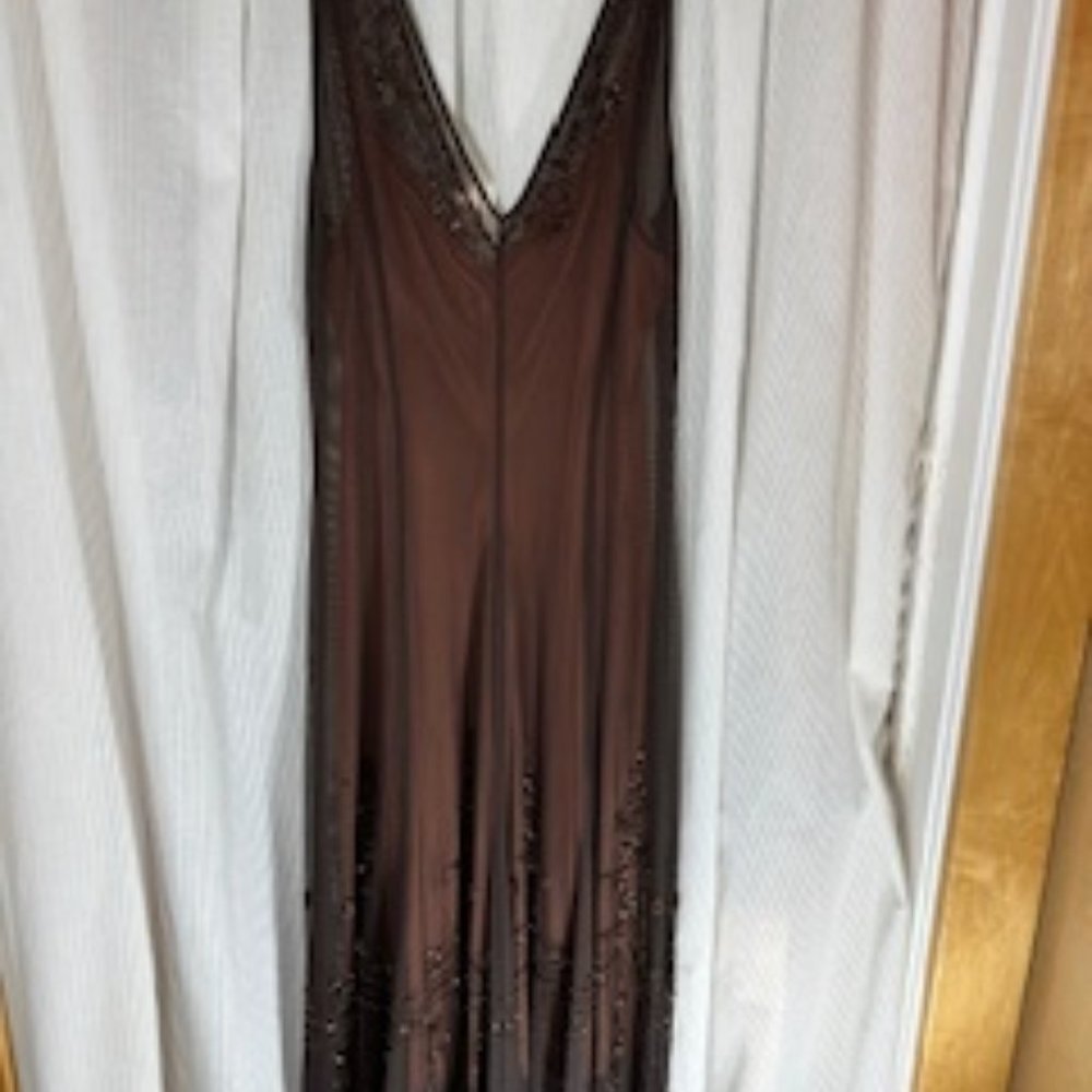 Soft and sexy fit and flare art deco beaded gown by Laundry